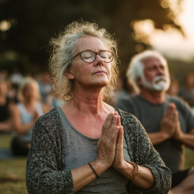 Индивидуална йога сесия с възрастна жена